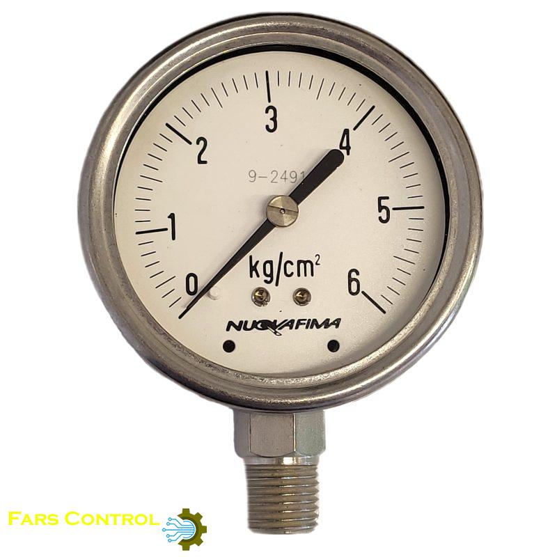گیج فشار نووا فیما 6-0 کیلوگرم بر سانتی متر مربع(بار) صفحه 6 سانتی متر در فروشگاه تجهیزات ابزار دقیق فارس کنترل