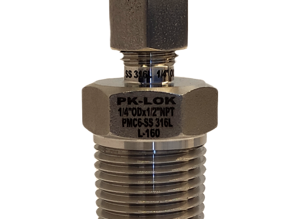 کانکتور نری (male connector) برند پی کی لوک (PK-LOK) سایز 1/4OD*1/2NPT