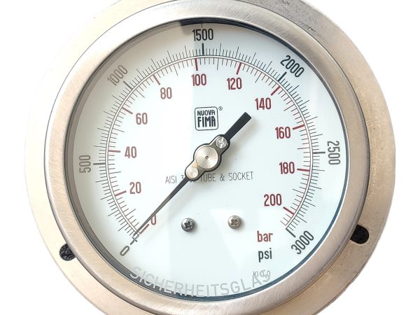 گیج فشار برند نووا فیما (NUOVA FIMA) 0-200 بار صفحه 10 سانتی متر (BACK CONNECTION)