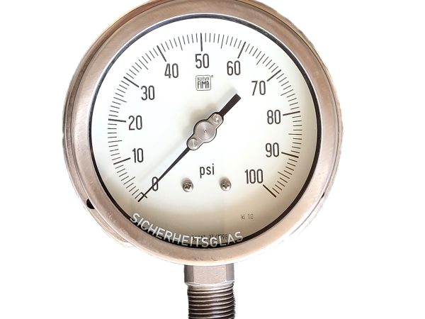 گیج فشار برند نووا فیما (NUOVA FIMA) 0-100 پی اس آی صفحه 10 سانتی متر (BACK FLANGE)