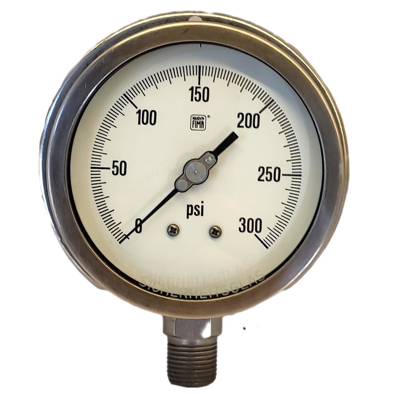 گیج فشار برند نووا فیما (NUOVA FIMA) 0-300 پی اس آی صفحه 10 سانتی متر (BACK FLANGE)