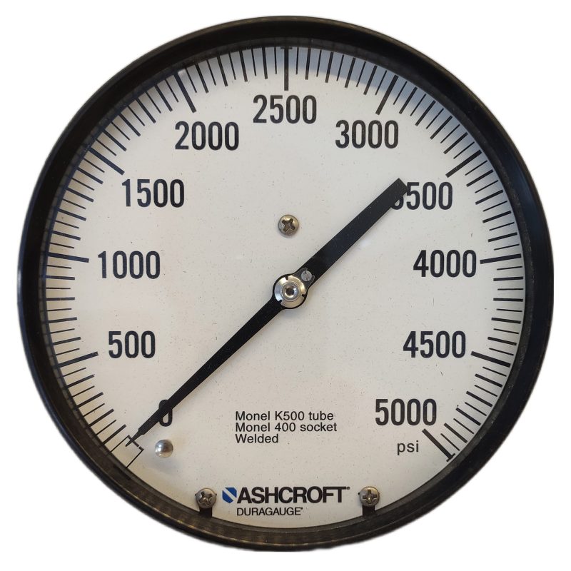 گیج فشار برند اشکرافت (ASHCROFT) 0-5000 پی اس آی صفحه 16 سانتی متر