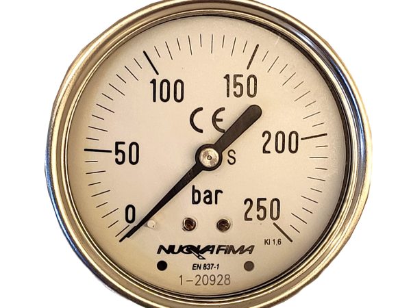 گیج فشار برند نووا فیما (NUOVA FIMA) 0-250 بار صفحه 6 سانتی متر (BACK CONNECTION)